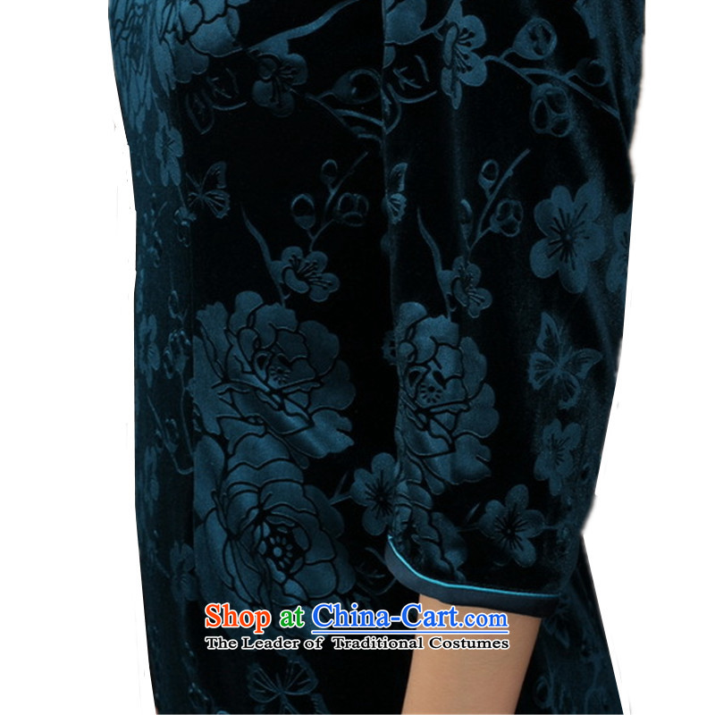In accordance with the new fuser for women to improve their daily Tang Dynasty Chinese qipao gown need collar stylish Sau San 7 long-sleeved cheongsam dress Lgd/t0002# -A black 3XL, gel to , , , shopping on the Internet