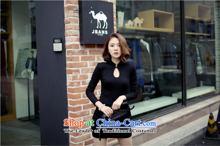 Gigi Lai Lei Sau San 2015 GE GRAPHICS package and sexy thin solid long-sleeved black skirt qipao short skirt black S picture, prices, brand platters! The elections are supplied in the national character of distribution, so action, buy now enjoy more preferential! As soon as possible.