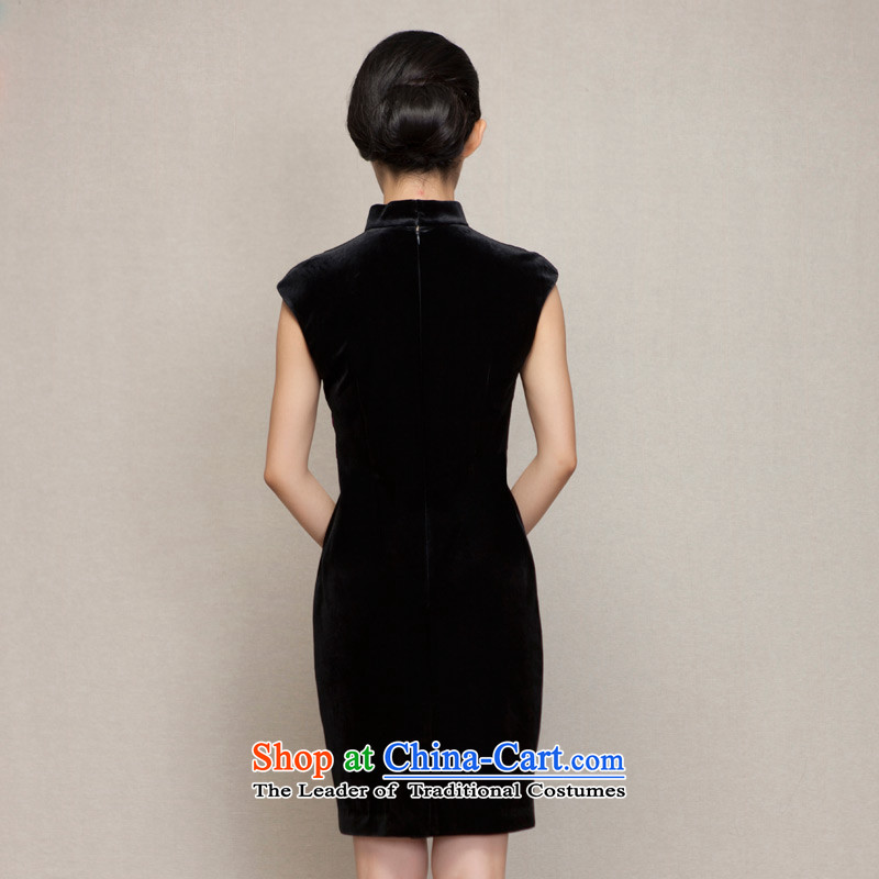 The women's true : The New Spring 2015 of Chinese embroidery cheongsam dress mother Sau San scouring pads fitted dresses 43000 01 black wood really a , , , M shopping on the Internet
