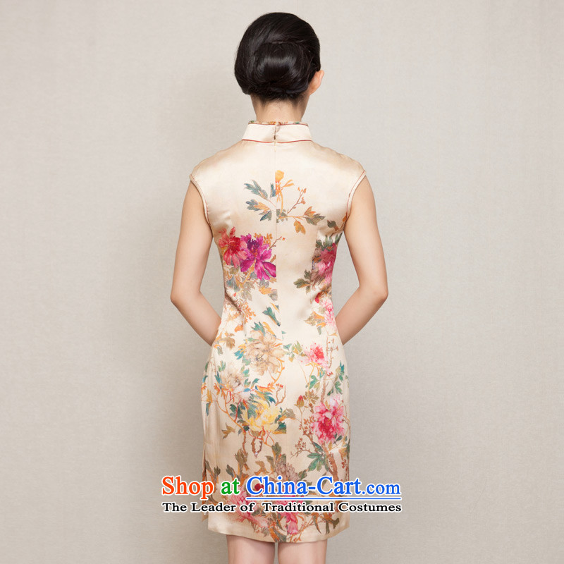 The women's true : 2015 spring/summer load new Chinese painting of Qipao short Sau San Couture skirt 43020 12 Dark Yellow M : a true , , , shopping on the Internet