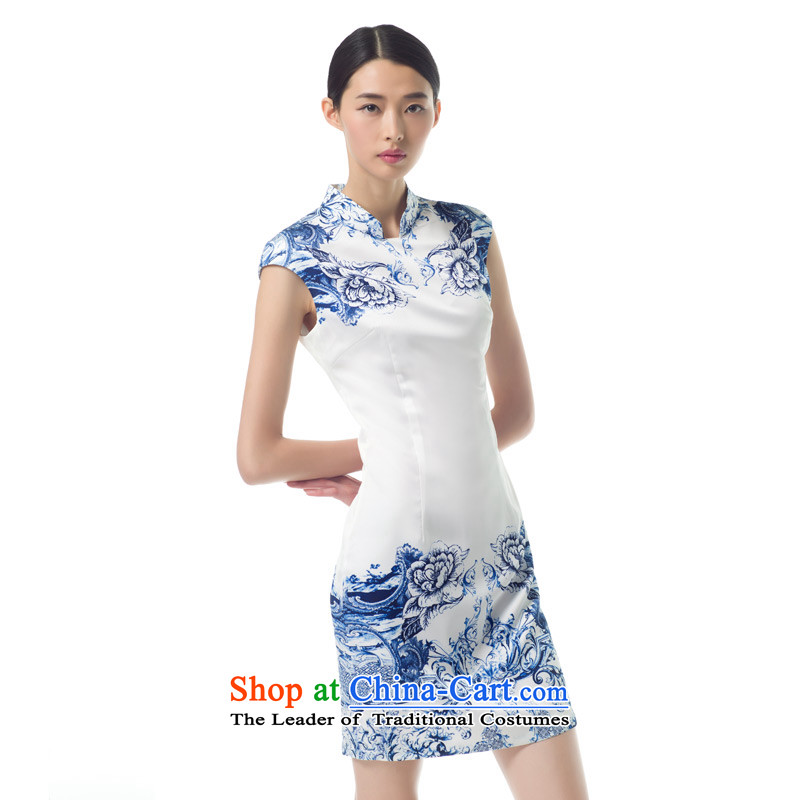 The women's true : 2015 spring/summer load new porcelain short of Qipao Stamp Sau San stylish girl skirt 42846 02 pure white wooden really a , , , S, shopping on the Internet