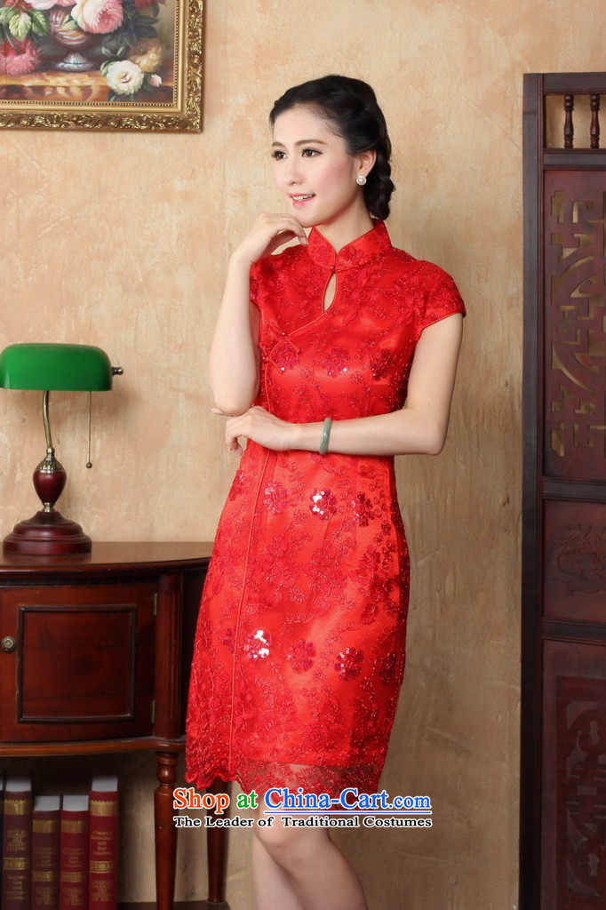 Figure for summer flowers new red marriages bows dress retro embroidery shortage of improved qipao CHINESE CHEONGSAM collar red S picture, prices, brand platters! The elections are supplied in the national character of distribution, so action, buy now enjoy more preferential! As soon as possible.