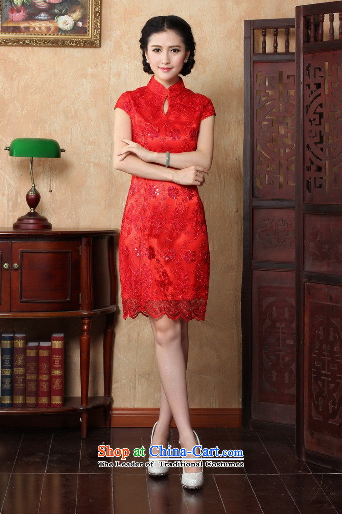 Dan smoke summer new red marriages bows dress retro embroidery shortage of improved qipao CHINESE CHEONGSAM collar red S picture, prices, brand platters! The elections are supplied in the national character of distribution, so action, buy now enjoy more preferential! As soon as possible.