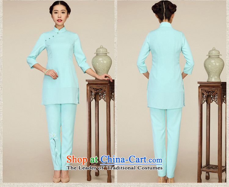 No. Tang Spring Ramadan 2015 new national wind in original long-sleeved retro 7 Improved qipao shirt female light green L picture, prices, brand platters! The elections are supplied in the national character of distribution, so action, buy now enjoy more preferential! As soon as possible.