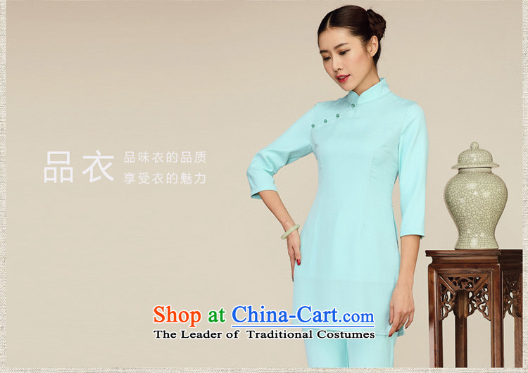 No. Tang Spring Ramadan 2015 new national wind in original long-sleeved retro 7 Improved qipao shirt female light green L picture, prices, brand platters! The elections are supplied in the national character of distribution, so action, buy now enjoy more preferential! As soon as possible.