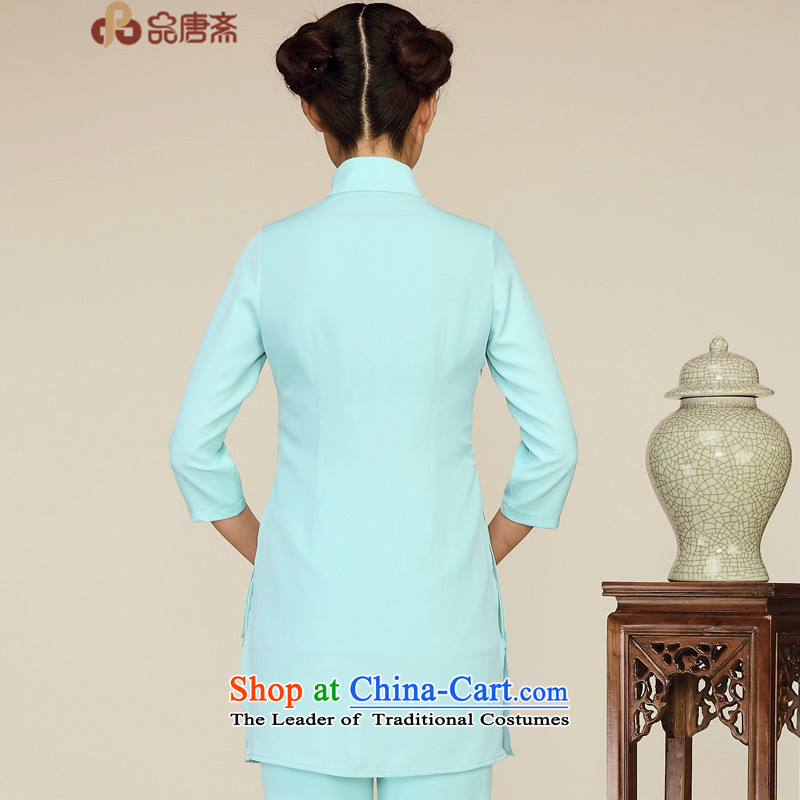 No. Tang Spring Ramadan 2015 new national wind in original long-sleeved retro 7 Improved qipao shirt female light green , L, No. Tang Ramadan , , , shopping on the Internet