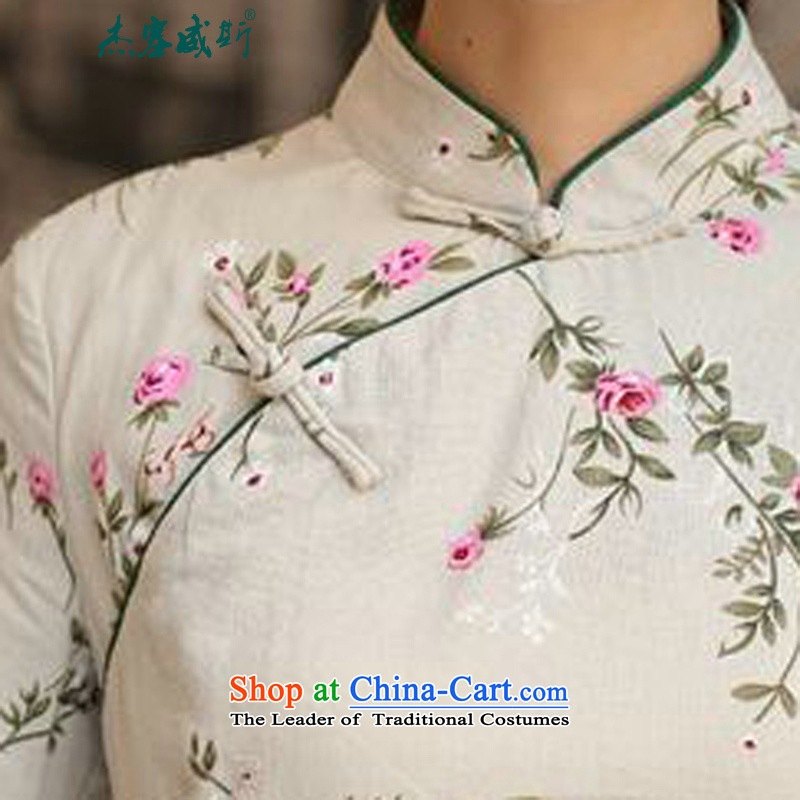 In the new kit, ethnic improved cotton linen hand-stamp the word around a mock-neck tie Little Cayman's piping Chinese shirt Tang dynasty shirt Day Lilies of the field of Cheng Kejie XL, detained at , , , shopping on the Internet