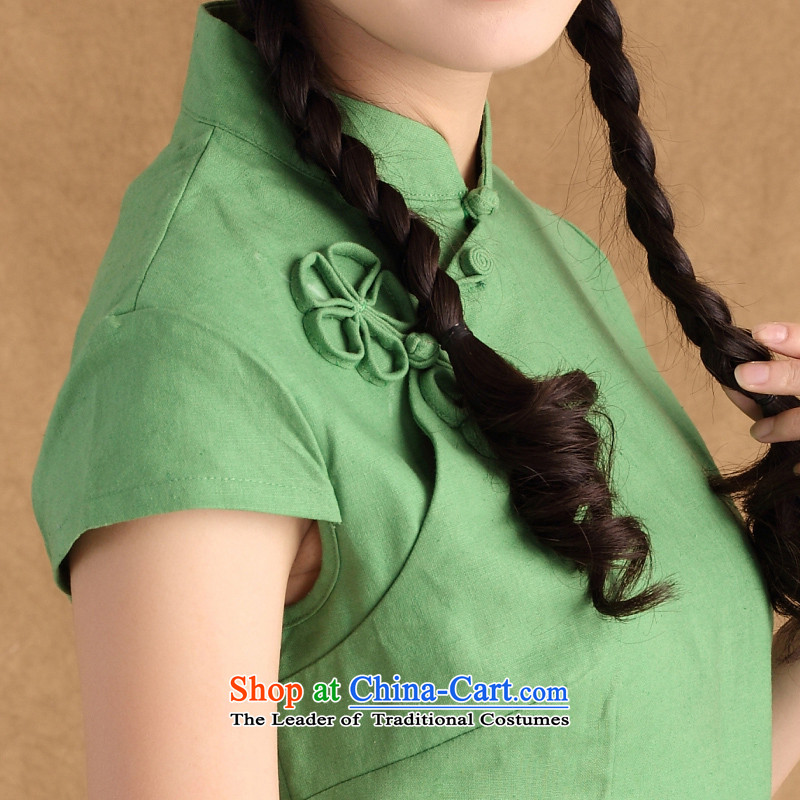 The cross-sa Doi blue summer cotton linen clothes Tang dynasty qipao improved female Ms. Tang Dynasty Chinese ethnic ctbs TC multi-colored green (367) M the cross-sa , , , shopping on the Internet