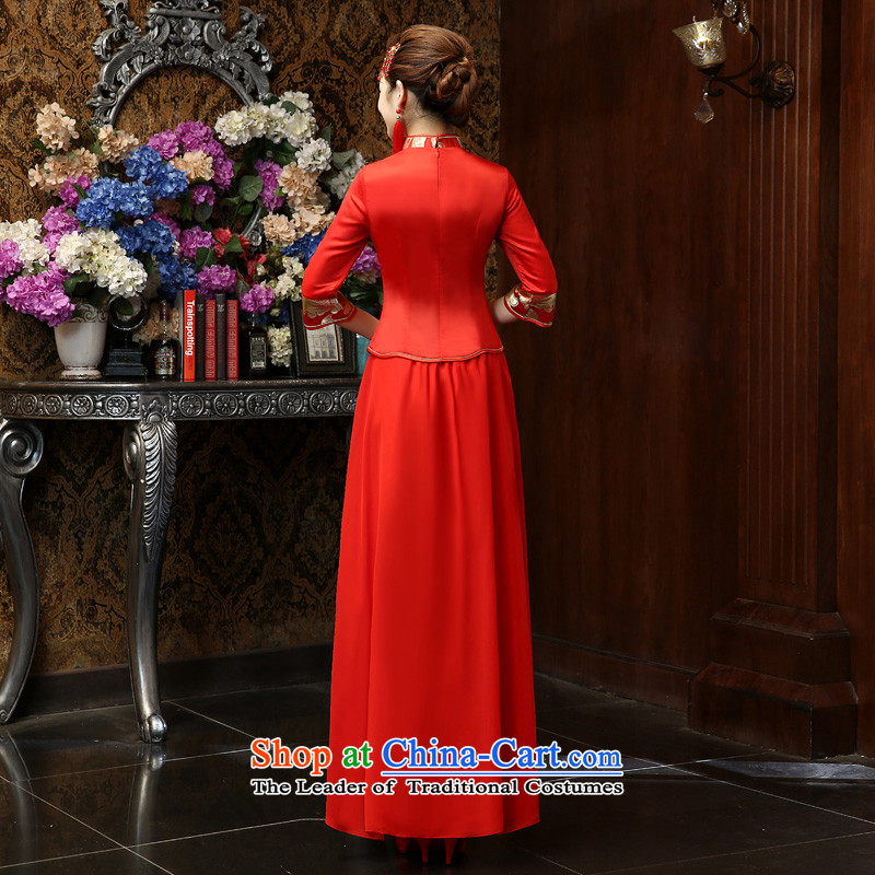 Su Xiang edge in the new 2015 Red video thin toasting champagne cuff qipao Chinese Antique style wedding gown embroidery long marriage solemnisation bride cheongsam dress red xl, Su Xiang edge , , , shopping on the Internet