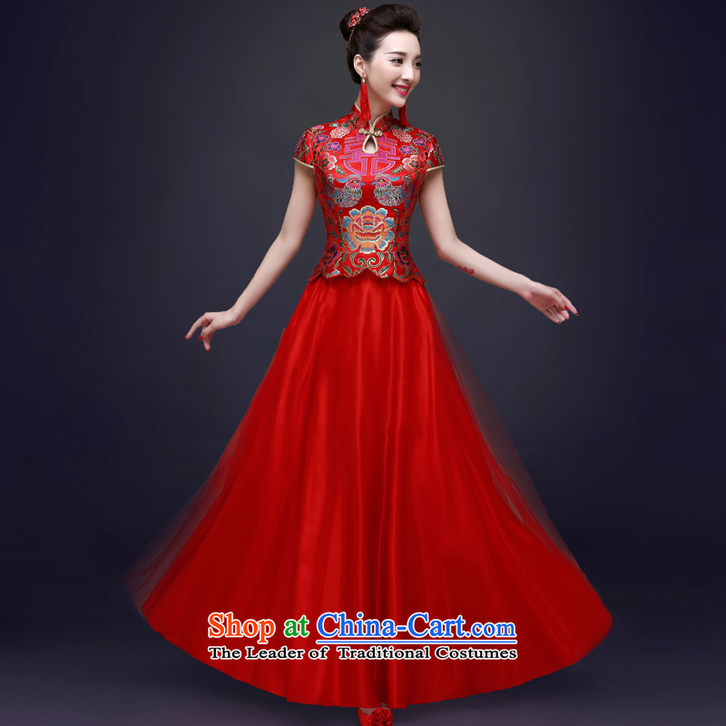 The privilege of serving-leung 2015 New Red Chinese bride services fall qipao summer bows wedding dress female long wedding gown , L, the honor of serving the red-leung , , , shopping on the Internet