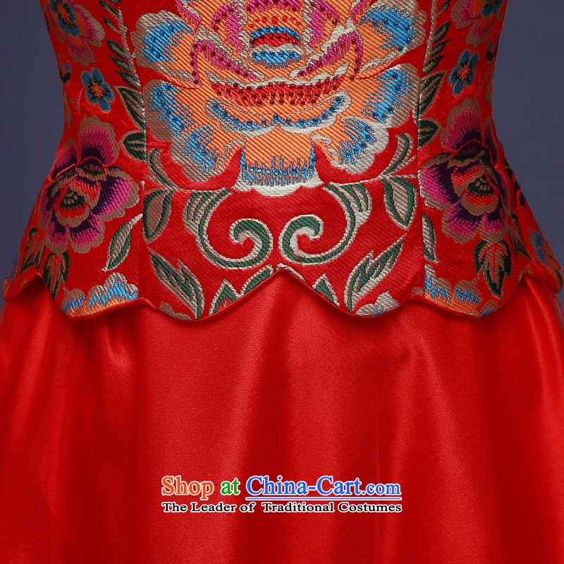 The privilege of serving-leung 2015 New Red Chinese bride services fall qipao summer bows wedding dress female long wedding gown , L, the honor of serving the red-leung , , , shopping on the Internet