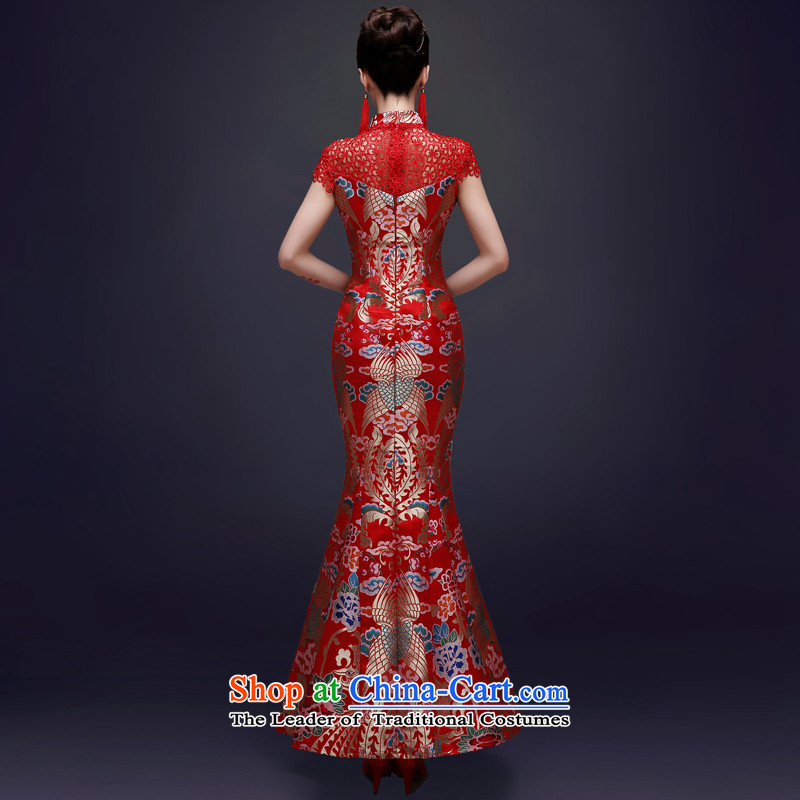 The privilege of serving-leung 2015 new bride services with the summer and fall of bows marriage cheongsam long red Chinese Dress Female Red M honor services-leung , , , shopping on the Internet