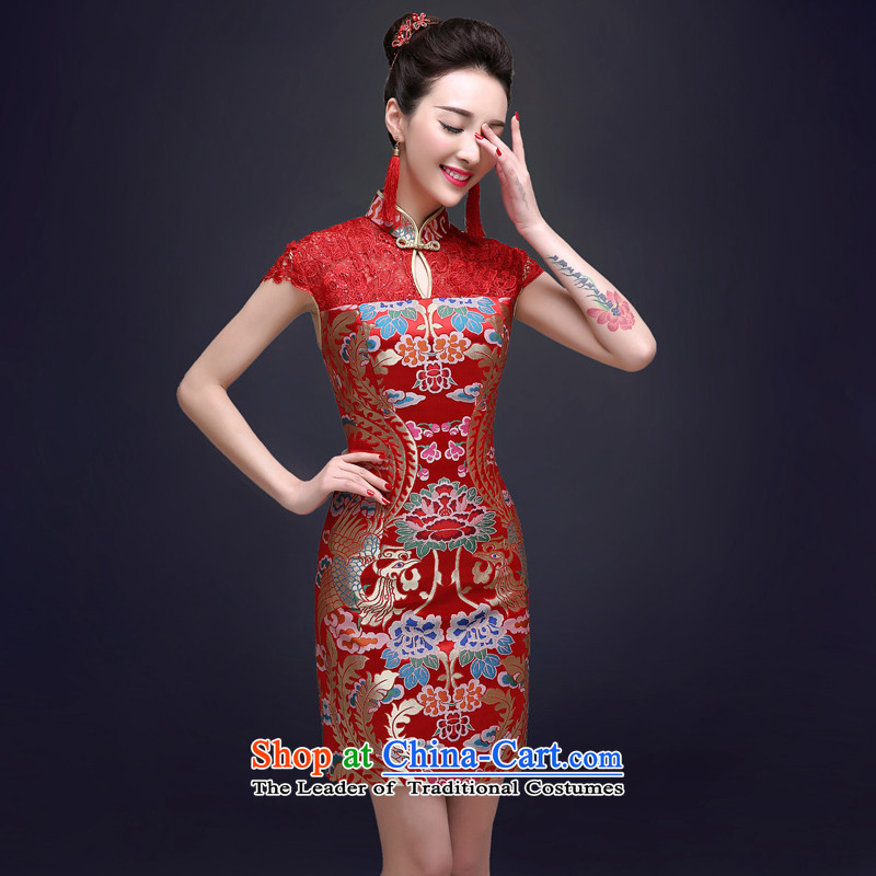 The privilege of serving-leung 2015 new bows services fall short of marriages qipao summer Chinese wedding dress female red 2XL, honor services-leung , , , shopping on the Internet