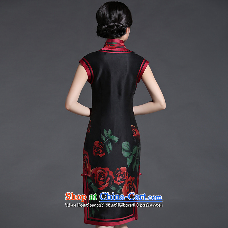 China Ethnic classic spring and summer new high-Precious Silk Cheongsam Ms. lb dresses everyday black background color of the retro improved temperament , ethnic Chinese Classic (HUAZUJINGDIAN) , , , shopping on the Internet