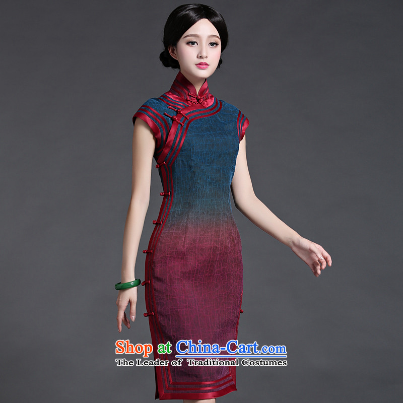China Ethnic classic elegance of moiré silk yarn Chinese summer cloud of incense cheongsam dress retro Temperament spent daily Ms. XXXL, Wah-Classic (HUAZUJINGDIAN) , , , shopping on the Internet