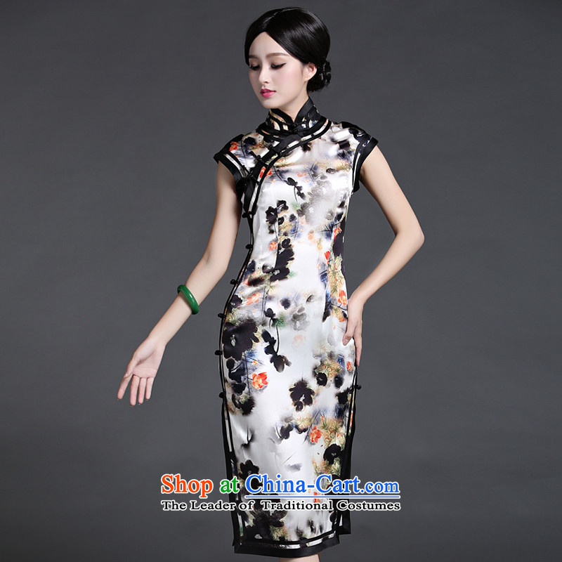 China Ethnic classic heavyweight silk herbs extract cheongsam dress new summer 2015 Ms. aura of nostalgia for the literary and artistic floral S, China Ethnic Classic (HUAZUJINGDIAN) , , , shopping on the Internet