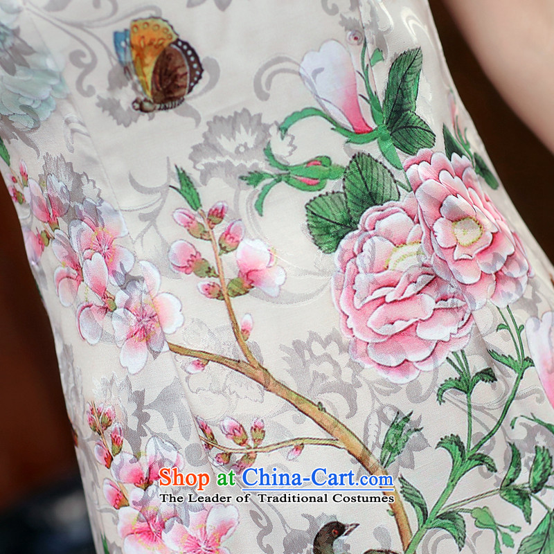 Indemnity joice qipao spring and summer load plain white peony cotton jacquard retro daily improved cheongsam dress temperament female Dan Feng-butterfly 982 XXL, Bridge (mdaixe joice) , , , shopping on the Internet