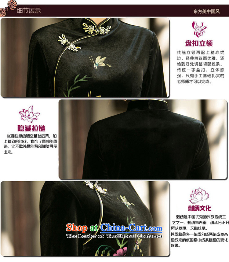 The cheer her flowers in spring and autumn on the new boxed 7 cuff cheongsam dress improvement velvet cuff retro stamp cheongsam dress ZA072 new black M picture, prices, brand platters! The elections are supplied in the national character of distribution, so action, buy now enjoy more preferential! As soon as possible.