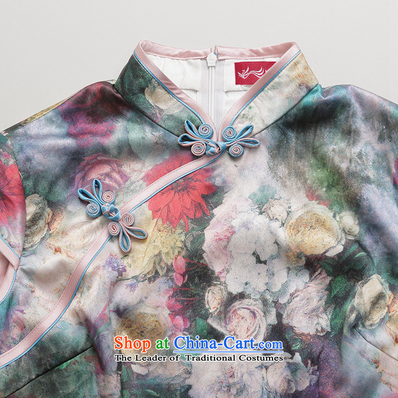 Bong-migratory 7475 spring/summer 2015, floral art new short Silk Cheongsam Sau San video herbs extract elegant qipao thin Dress Suit M Fung-dwelling DQ1572 7475 , , , shopping on the Internet