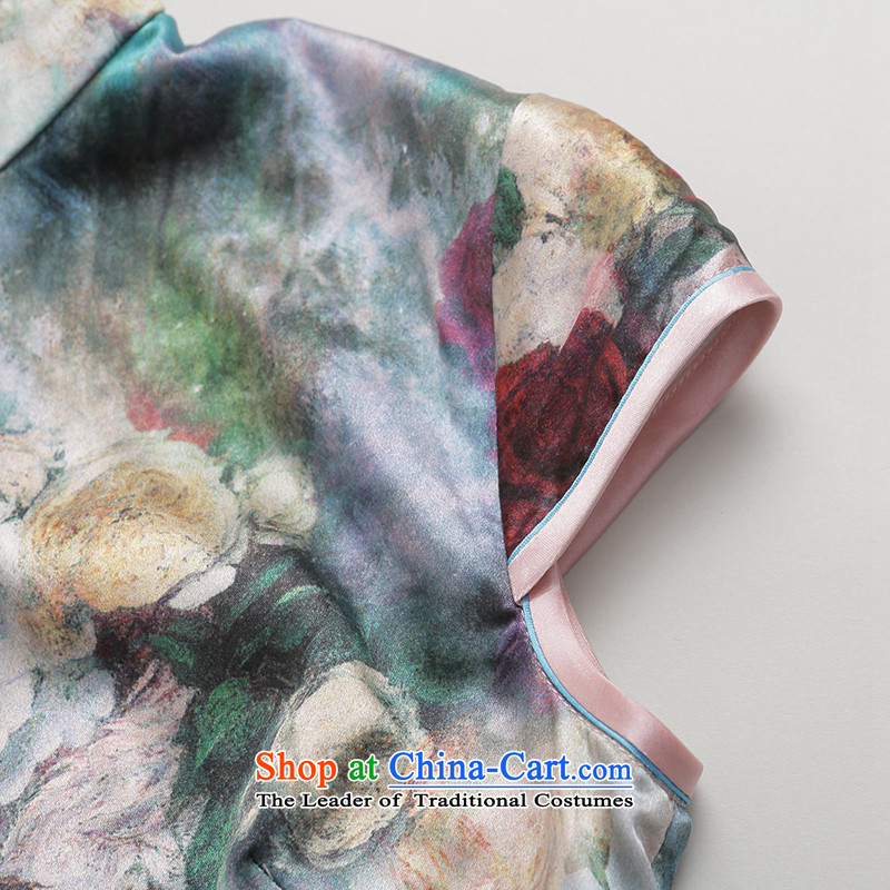 Bong-migratory 7475 spring/summer 2015, floral art new short Silk Cheongsam Sau San video herbs extract elegant qipao thin Dress Suit M Fung-dwelling DQ1572 7475 , , , shopping on the Internet