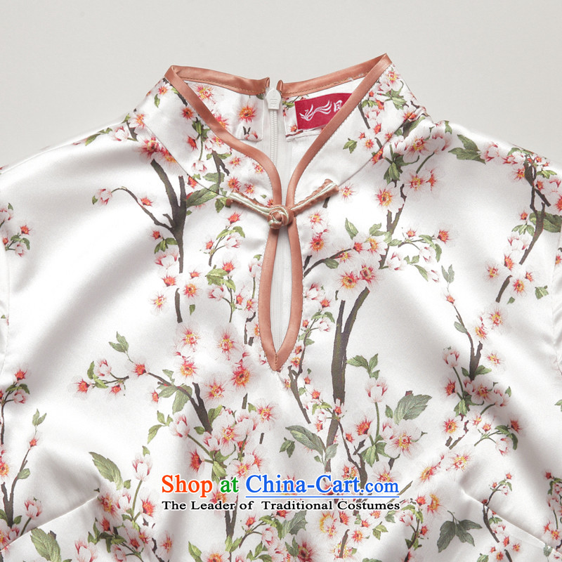 Bong-migratory 7475 2015 summer flowers Silk Cheongsam elegant beauty retro herbs extract short-sleeved cheongsam dress suit XXL, DQ1573 Bong-migratory 7475 , , , shopping on the Internet