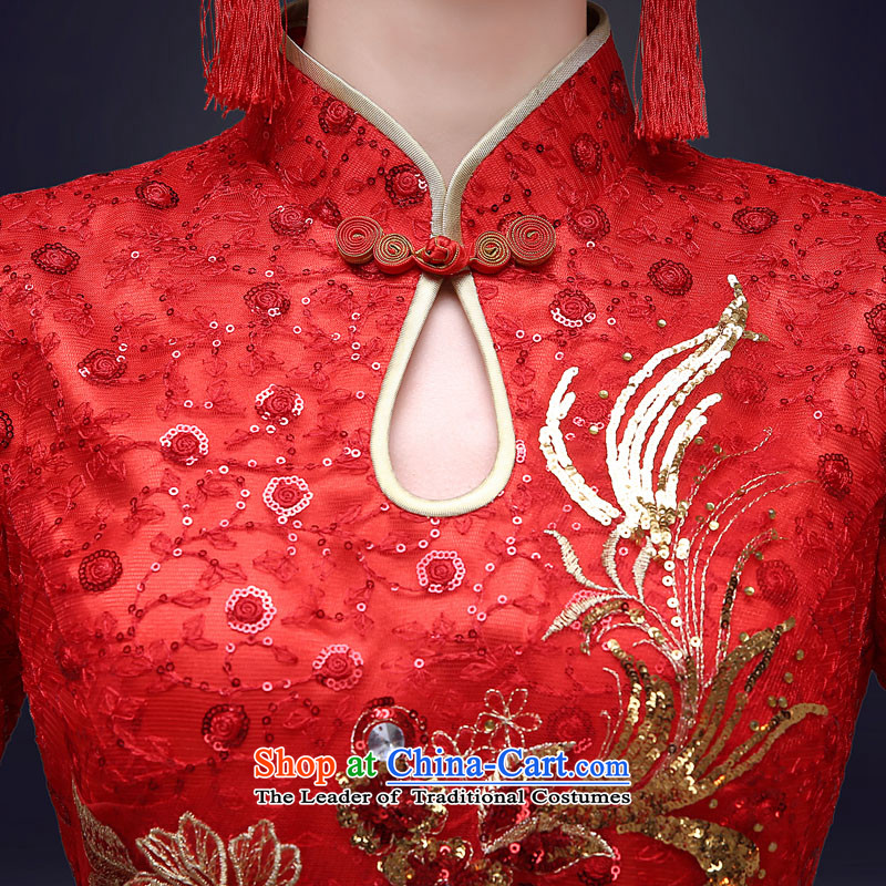 The privilege of serving the new 2015-Leung Chiu qipao bows service Chinese long red summer Sau San bride wedding dress red S honor services-leung , , , shopping on the Internet