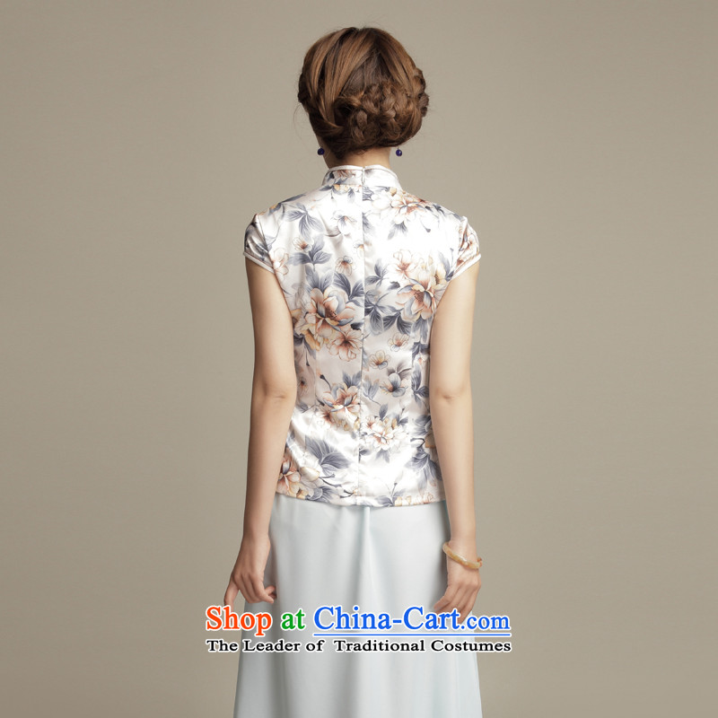 7475 Flower of Fung migratory elegant emulation silk Tang blouses 2015 summer short of New Sau San qipao DQ1585 Suit M Bong-T-shirt migratory 7475 , , , shopping on the Internet