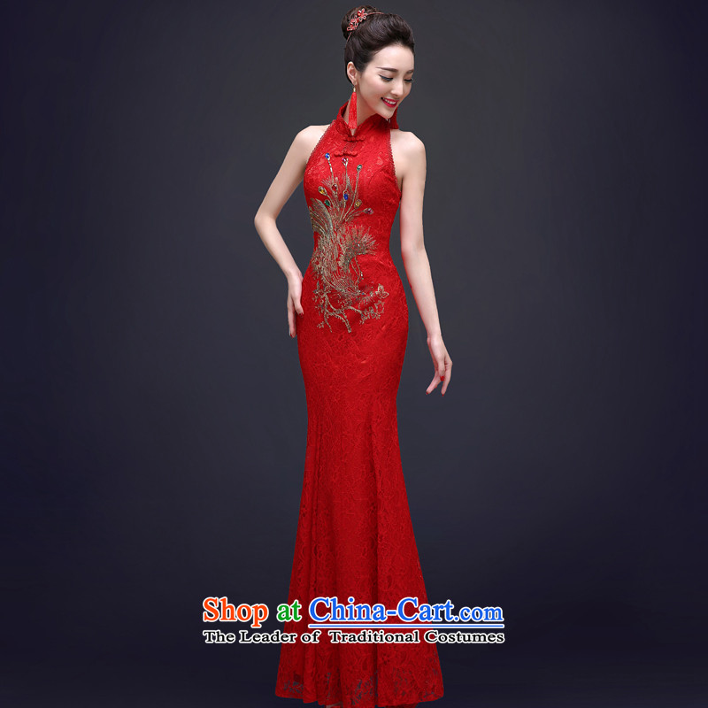 The privilege of serving the new 2015-Leung Chiu qipao bows services red Chinese long crowsfoot bride Summer Wedding Dress RED M, a service-leung , , , shopping on the Internet