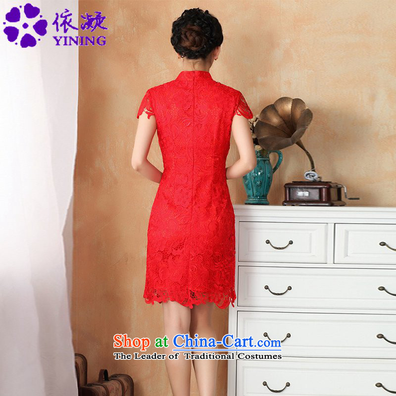 In accordance with the new fuser for women retro improved Tang dynasty qipao pure color engraving short-sleeved Sau San Tong replacing cheongsam dress costumes WNS/2365# - 3 M, in accordance with the fuser has been pressed red shopping on the Internet