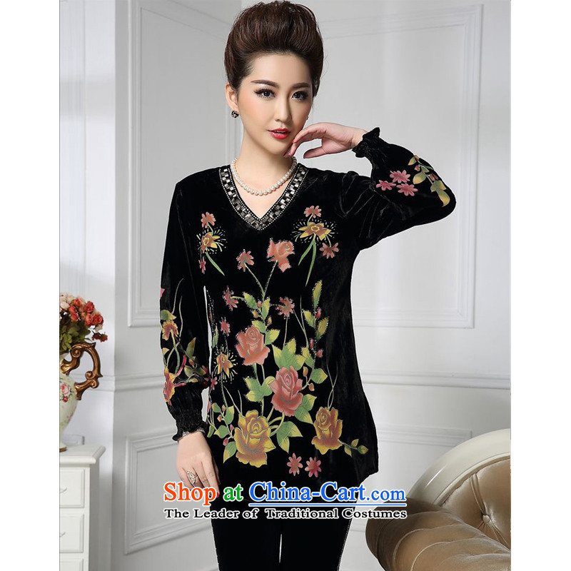 Forest narcissus spring and autumn 2015 install new liberal V-neck rose Tang dynasty MOM pack silk stitching herbs extract lint-free t-shirt color picture XXXXL, HGL-480 forest Narcissus (senlinshuixian) , , , shopping on the Internet