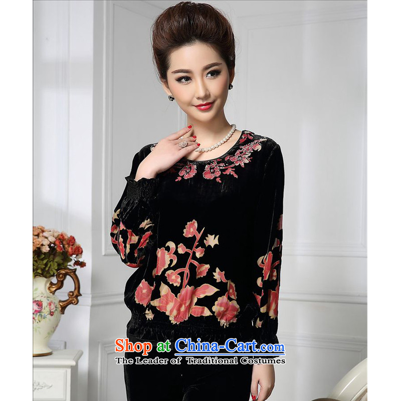 Forest narcissus spring and autumn 2015 install new commuter replace half of Tang Dynasty wrinkled silk load mother stitching herbs extract lint-free t-shirt color picture?XXXL HGL-475