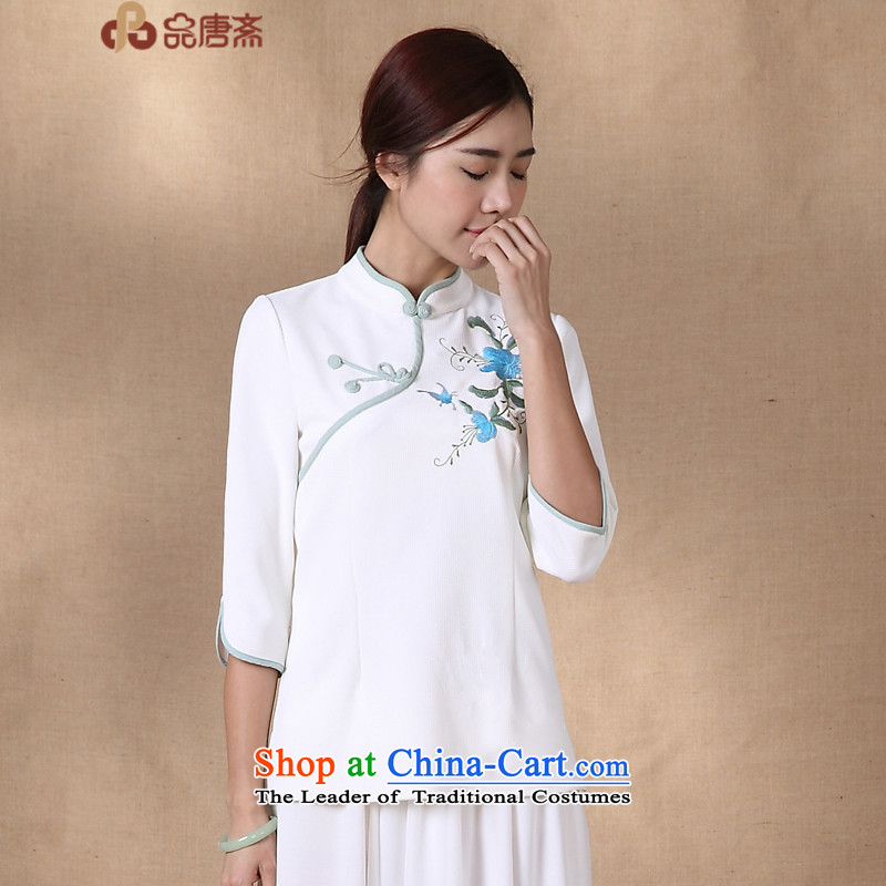 No. load spring and summer Ramadan Tang New 2015 ethnic retro shirt improved qipao pre-sale of Sau San April 17 White?L