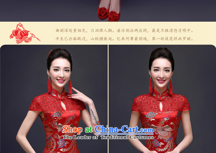 Red high toasting champagne served the bride wedding dress fall short of Qipao Chinese female short-sleeved wedding gown Tang Red L picture, prices, brand platters! The elections are supplied in the national character of distribution, so action, buy now enjoy more preferential! As soon as possible.