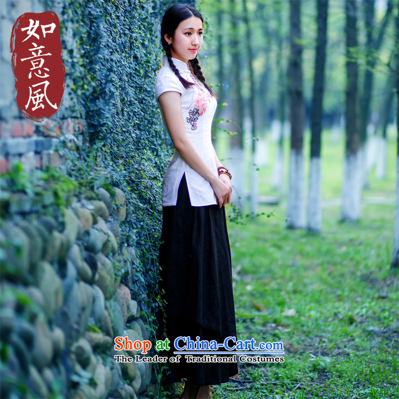 After a day of wind jacket for summer Ms. qipao improved stylish China wind Tang Dynasty Chinese women of ethnic 5027 White XXL, ruyi wind shopping on the Internet has been pressed.