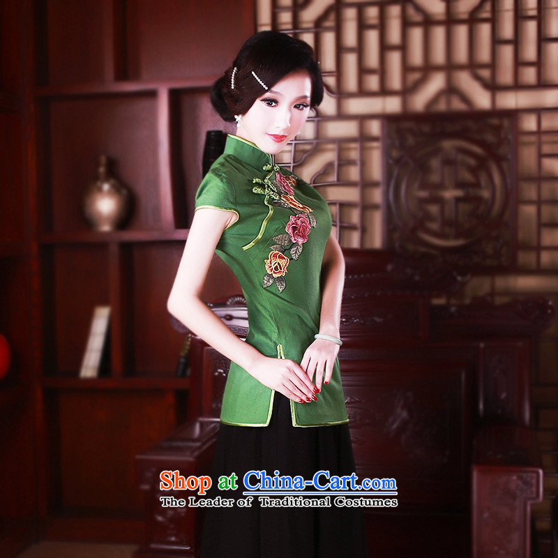 After a day of spring wind China wind cotton linen improved Tang blouses retro ethnic qipao cloth 5025 Green XL, recreation , , , Wind shopping on the Internet
