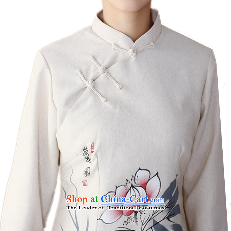 In accordance with the new fuser for women of nostalgia for the sheikhs wind Tang dynasty qipao gown is a mock-neck disc button hand-painted classic long-sleeved blouses Sau San Tong WNS/2508# -3# M, in accordance with the fuser has been pressed shopping