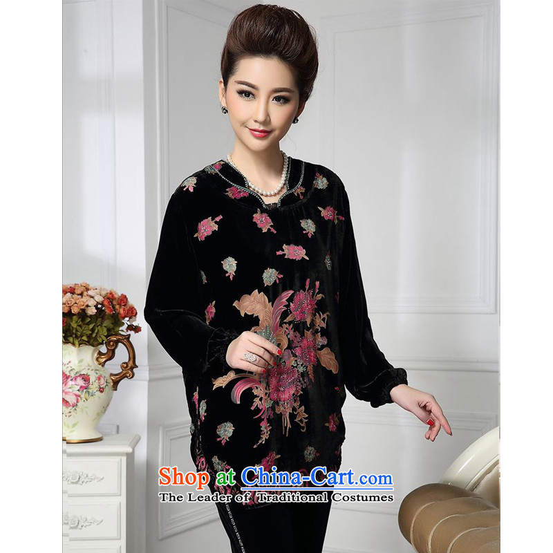 Forest narcissus spring and autumn 2015 install new boxed loose collar in Tang Long flower MOM pack silk stitching herbs extract lint-free t-shirt color picture HGL-471?XXL