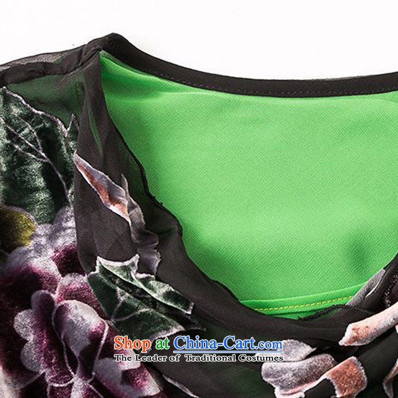 Forest narcissus spring and autumn 2015 install new green loose chiffon cloth backing elegant Tang dynasty mother boxed silk stitching herbs extract lint-free t-shirt color picture XXL, HGL-442 forest Narcissus (senlinshuixian) , , , shopping on the Inter