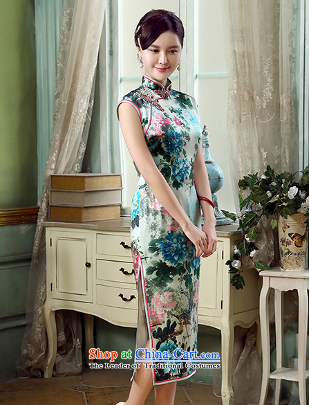 [Sau Kwun Tong] drunken Mudan 2015 Summer upscale Silk Cheongsam retro herbs extract improved qipao QD5315 SUIT L picture, prices, brand platters! The elections are supplied in the national character of distribution, so action, buy now enjoy more preferential! As soon as possible.
