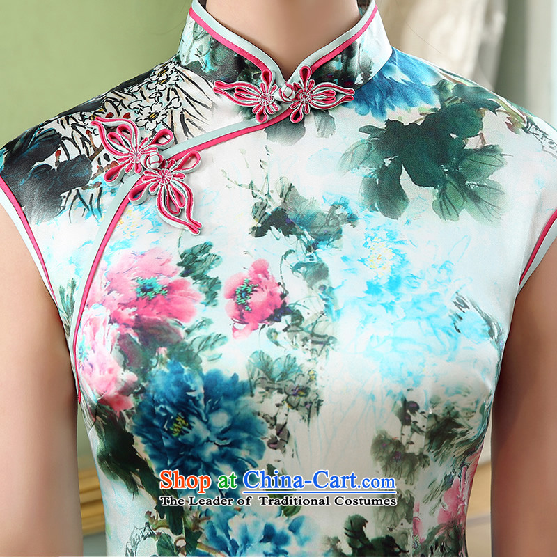 [Sau Kwun Tong] drunken Mudan 2015 Summer upscale Silk Cheongsam retro herbs extract improved qipao QD5315 suit , L, Sau Kwun Tong shopping on the Internet has been pressed.