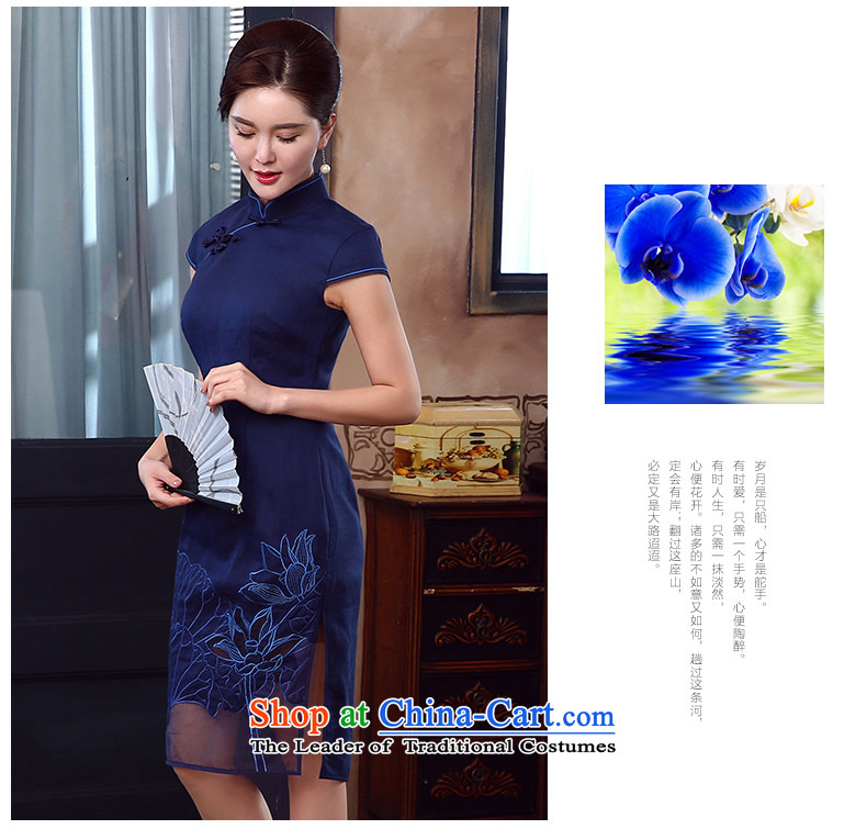 [Sau Kwun Tong] Ngan summer 2015, I should be grateful if you would have the new solid cheongsam embroidery stitching improved dresses QD5341 BLUE XL Photo, prices, brand platters! The elections are supplied in the national character of distribution, so action, buy now enjoy more preferential! As soon as possible.