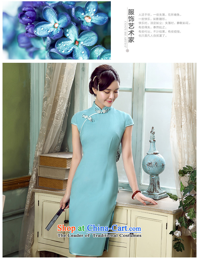 [Sau Kwun Tong] Yim Days 2015 Summer new pixel color cotton linen dresses retro improved linen dresses QD5319 SKYBLUE S picture, prices, brand platters! The elections are supplied in the national character of distribution, so action, buy now enjoy more preferential! As soon as possible.