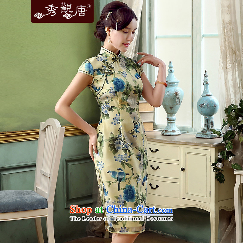 [Sau Kwun Tong] Hong Kong Film retro stamp qipao skirt for summer 2015 new improved stylish dresses QD5321 SUIT S, Sau Kwun Tong shopping on the Internet has been pressed.