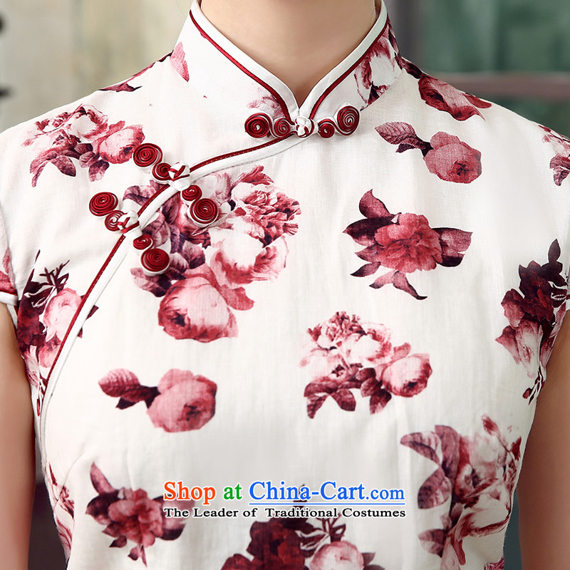 [Sau Kwun Tong] Zi 2015 Summer Lok new cotton linen dresses retro style qipao QD5302 stamp improved red S, Sau Kwun Tong shopping on the Internet has been pressed.