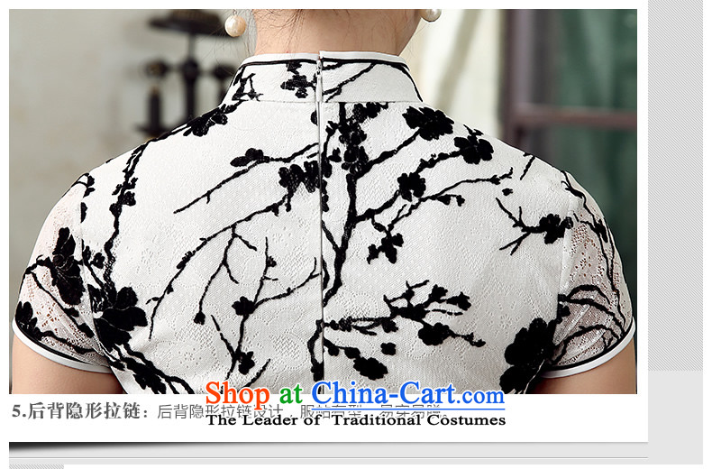 [Sau Kwun Tong] of the Baiyu 2015 Summer new flocking lace qipao cheongsam dress QD5309 improved stylish black-and-white picture, prices, XL brand platters! The elections are supplied in the national character of distribution, so action, buy now enjoy more preferential! As soon as possible.