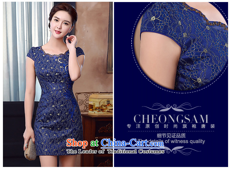 [Sau Kwun Tong] world on summer 2015 new composite lace sexy retro women's dresses blue S picture, prices, brand platters! The elections are supplied in the national character of distribution, so action, buy now enjoy more preferential! As soon as possible.