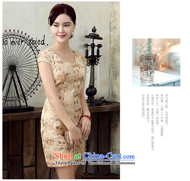 [Sau Kwun Tong] of the party for summer 2015 new retro women's dresses stylish qipao skirt KD5149 improved apricot XXL picture, prices, brand platters! The elections are supplied in the national character of distribution, so action, buy now enjoy more preferential! As soon as possible.