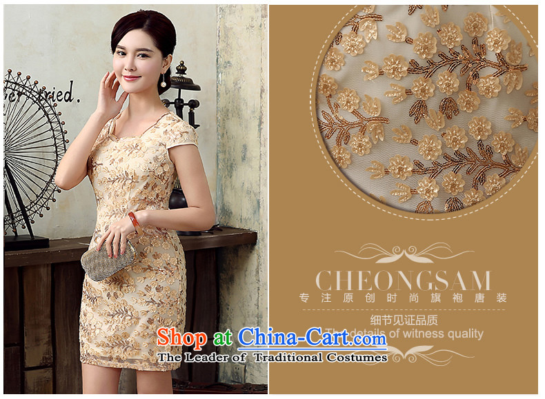 [Sau Kwun Tong] of the party for summer 2015 new retro women's dresses stylish qipao skirt KD5149 improved apricot XXL picture, prices, brand platters! The elections are supplied in the national character of distribution, so action, buy now enjoy more preferential! As soon as possible.