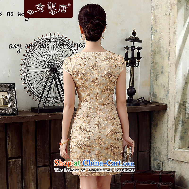 [Sau Kwun Tong] of the party for summer 2015 new retro women's dresses stylish qipao skirt KD5149 improved apricot XXL, Sau Kwun Tong shopping on the Internet has been pressed.
