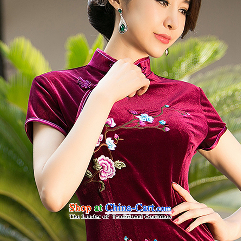 The cheer her smoke and clouds new embroidery improvements 2015 daily scouring pads in the replica of the elderly qipao cheongsam dress cheongsam dress ZA 074 Black M, the cross-sa , , , shopping on the Internet